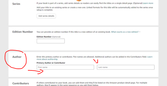 كتابة أسم المؤلف على أمازون